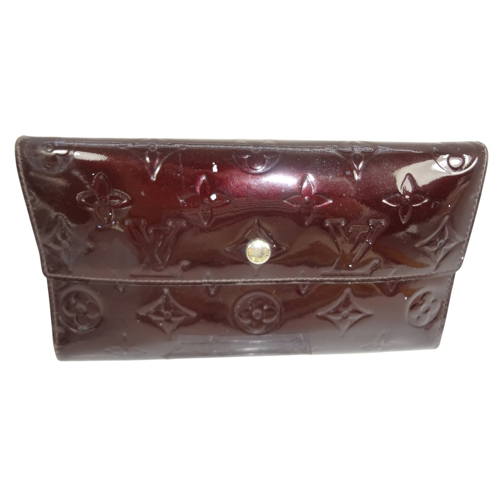 Louis Vuitton Vernis Sarah Wallet Burgundy‎ Patent Leather-zip broken for rehab